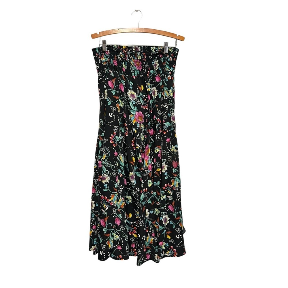 Mix Nouveau NY Women's Maxi Dress Size Small Black Floral Modest Elastic Waist